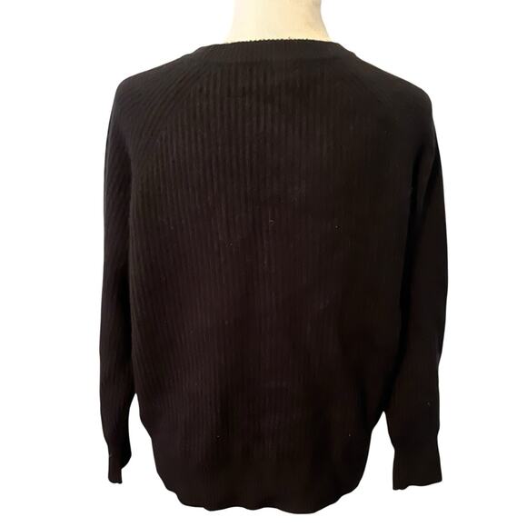 J.Crew Cashmere Ribbed Relaxed Crewneck Sweater •Women S•Black J Crew Thick 2024 - Picture 2 of 6
